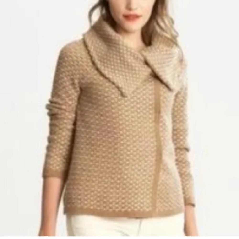 Banana Republic 3/4 sleeve basketweave cardigan sweater cashmere Small